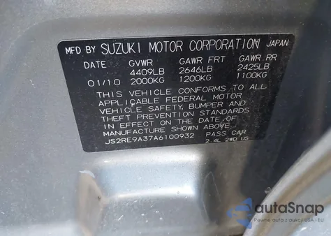 2010 Suzuki Kizashi Se из США, поврежденный, VIN JS2RE9A37A6100932